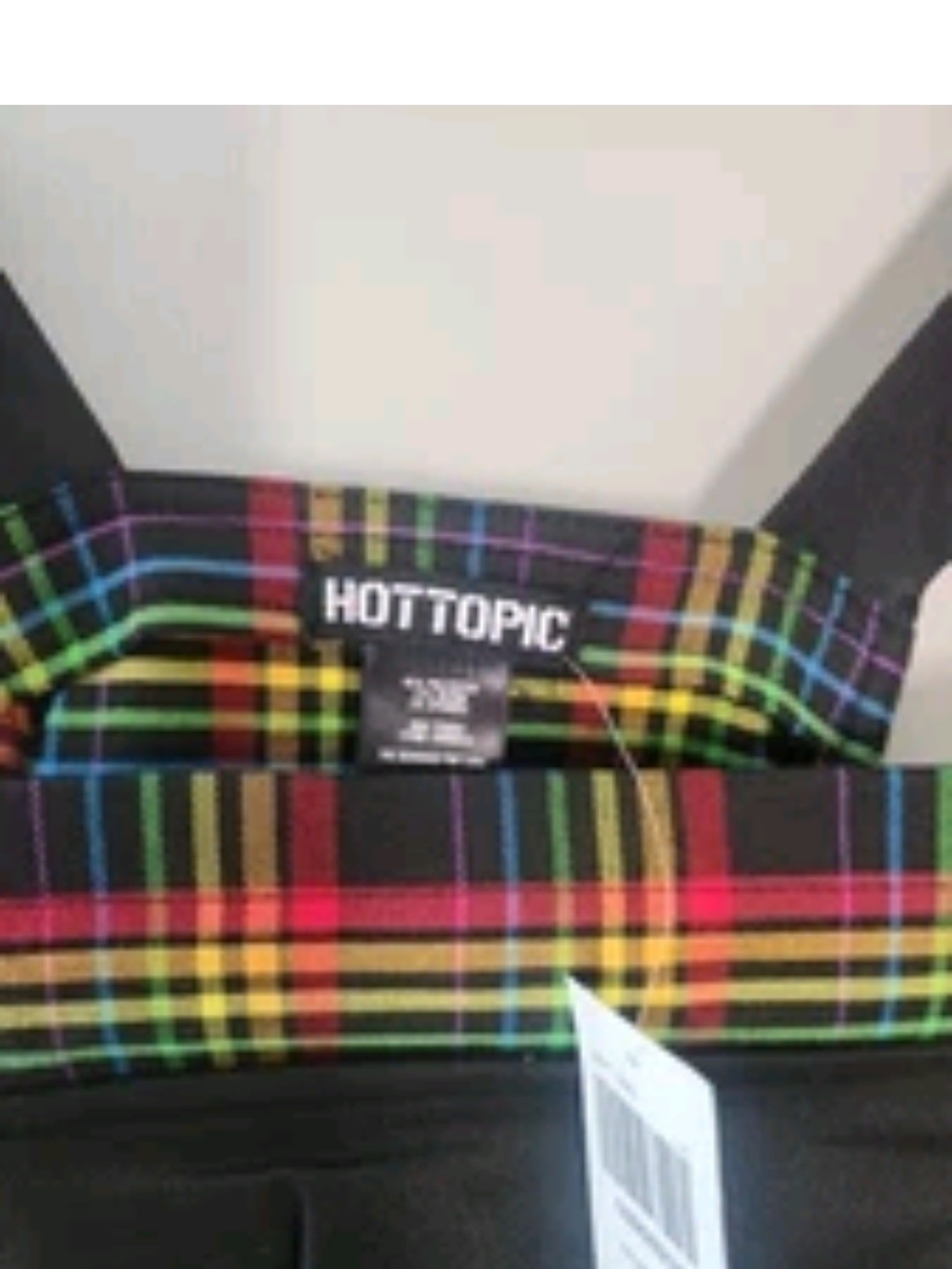 Hot Topic Black Multi Plaid Short Overalls Romper Kidcore Punk Emo Size 2X - Picture 4 of 5